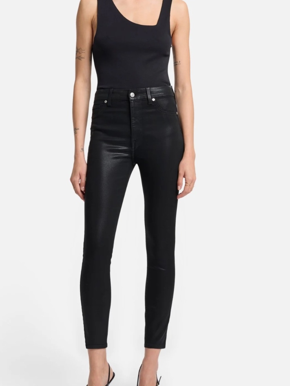 NWT 7 For All Mankind High Waist Ankle Skinny in B(air) Black Small